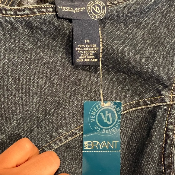 Venezia Jeans Clothing Co Denim V Neck Midi Dress Frayed Hem Size 14 Y2K NOS - Picture 4 of 4